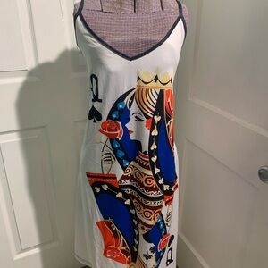 Stylish Queen Print Maxi Dress - White and Blue